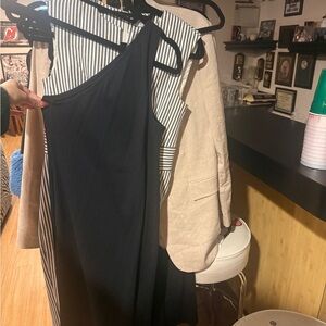 GAP Black One-Shoulder Ribbed Midi Dress